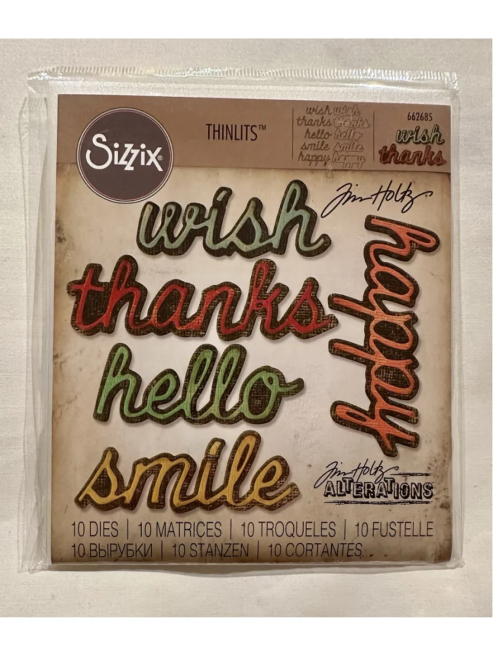 Retired Sizzix #662685 Tim Holtz Alterations Collection Shadow Script #2